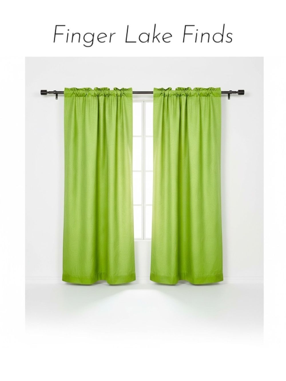Pair of Target Spring Green Embroidered Curtains